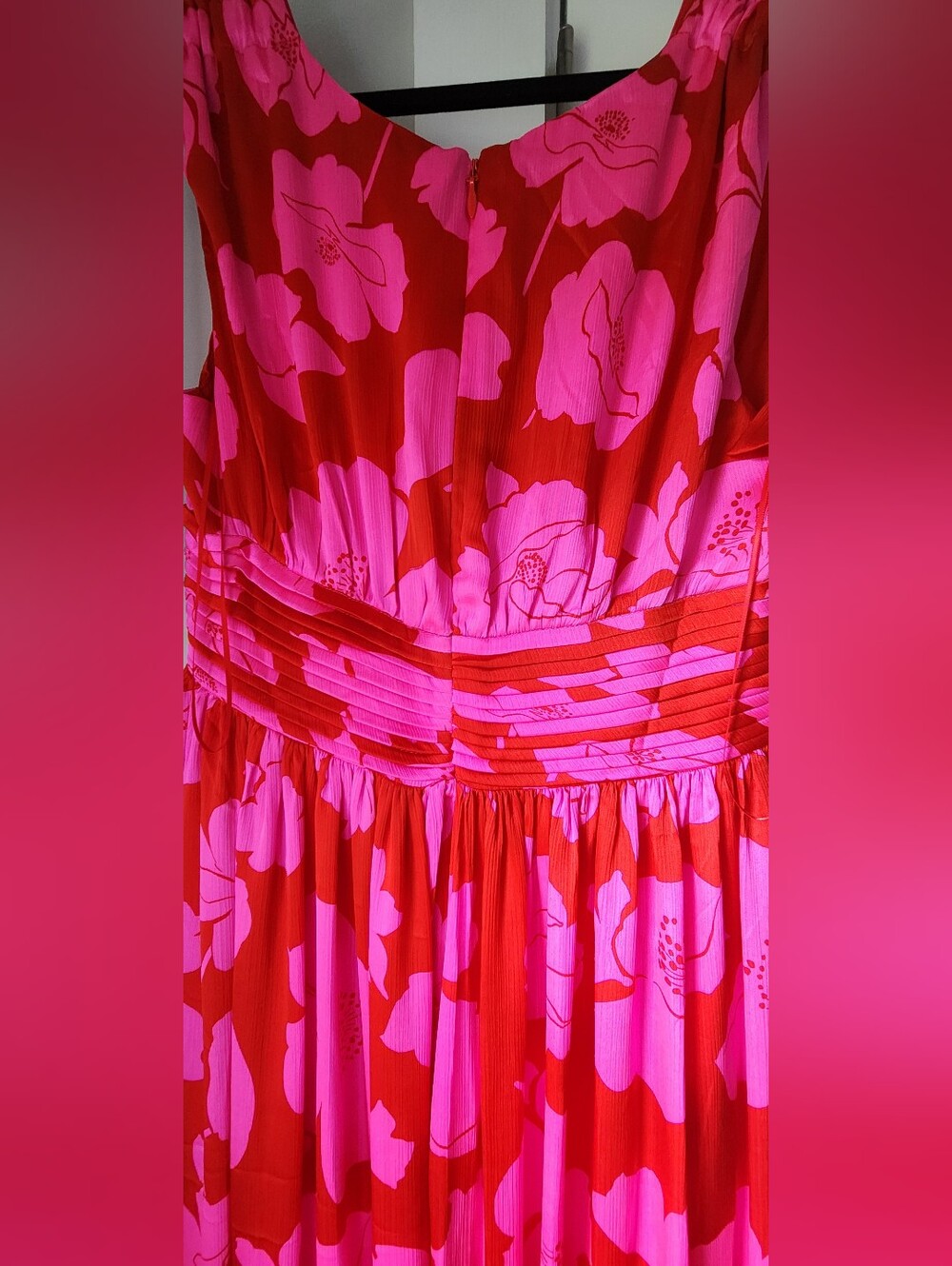 Sugarlips Red and Hot Pink Floral Fit & Flare Dress